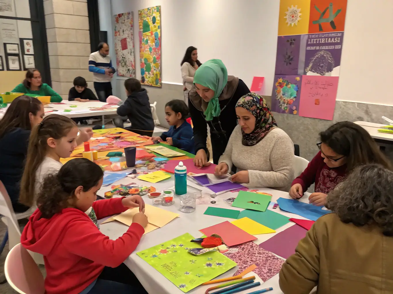 A focused image of participants engaged in an art workshop at PULSAR FACTORY, demonstrating the interactive and educational nature of the program.