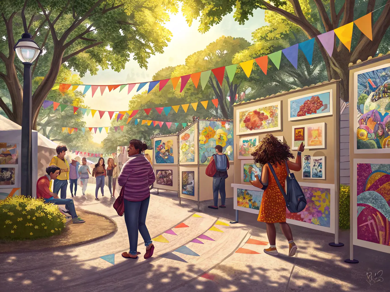 A dynamic image of a PULSAR FACTORY-organized community event, featuring live music, art displays, and diverse attendees enjoying the cultural atmosphere.